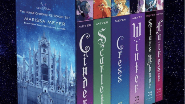The cover designs for Marissa Meyer’s The Lunar Chronicles.